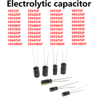 100/50/20/10pcs 16V 25V 35V 63v 50V 400V 450v Dip Aluminum Capacitor 1UF 2.2UF 3.3UF 4.7UF 6.8UF 10UF 22UF 33UF 47UF 68UF 100UF