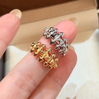 Luxury Brand Designer Real 925 Sterling Silver Ring Rivets Pyramid Triangle Bullet Women Smooth Fine Accessories Jewelry Gift