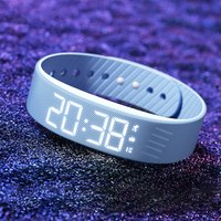 LED Digital Alarm Clock Watch Adjustable Silicone Snooze-proof Alarm Bracelet with Running Pedometer Waterproof Vibrating Alarm image 4
