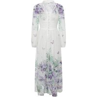 Iridesse New Resort Dress, V-neck, Lantern Sleeve, Lace Splicing, Printed Dress, Women Maxi, Tea Dress, European STyle