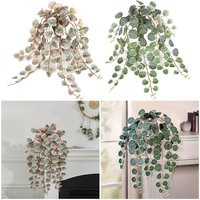 Green Pink Leaves Artificial Plants Silk Leaves Hanging Design Fake Hanging Vines Plastic Stem Photo Props