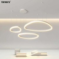 Simple Black White New Modern LED Chandelier Lights Living Dining Room Pendant Lamp Bedroom Hall Lamp Indoor Lighting Home Decor