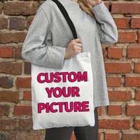 Custom Photo Tote Bag Personalized Reusable Foldable Polyester Shoulder Bag for Men & Women High-Quality Pouch Handbag