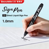 Snowhite Quick-Drying Sign Pen (1.0mm Fiber Tip), Direct Ink Smooth Writing,Business/Office Signature Pen Premium Office Supply