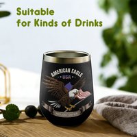 Retro American Eagle Illustration Vacuum Flasks 12oz Insulated Wine Tumbler Vacuum Coffee Mug Egg Shape Thermos Cup