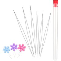 6PCS Beading Needles Long Straight Beading Embroidery Needles with Needle Bottle & 3Pcs Bead Needle Threader for Jewelry Making