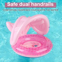 1PC Canopy Swim Ring, Pool Float with Safety Seat, Water Floating Ring with Sun Protection