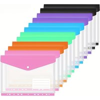 12/6pcs A4 Expanding File Folders with Push-Button 11-Ring Binder Pockets-Binder Organizers for School,Office,Home Organization