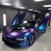Sparkle Metallic Chameleon Vinyl Wrap Film Roll Purple to Blue Adhesive Decal Vehicle Car Wrapping
