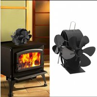 Heat Powered Stove Fan 3 Heads 18 Blade Aluminum 270 Degree Blowing Fireplace Fan with Cover Handle for Home Wood Burning Stove