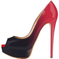 Women Stilettos Sexy Pumps 14cm Extremely Platform Peep Toe High Heels Patent Leather Party Nighclub Dress Red Wedding Shoes
