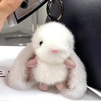 Cute Fluffy Plush Toys Bunny Soft Rabbit Stuffed Animal Bag Pendant, Mini Plush Toy Car Key Ring Charm Gift for Girls Toys Gift