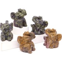 2" Sitting Elephant Statue Natural Dragon Blood Jasper Healing Stone Crystal Hand Carved Animal Figurine Crafts Home Decor Gifts