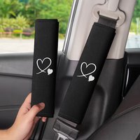 1Pair Heart Embroidery Ice Fabric Seat Belt Shoulder Pads Soft Breathable Cute Auto Safety Belt Protector Covers