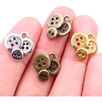 15x14mm 20pcs Antique Bronze Silver Plated Button Handmade Charms Pendant DIY for Bracelet Necklace Jewelry Making Findings
