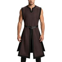 Mens Medieval Renaissance Viking Knight Cape Robe Tunic Viking Knight Pirate Vintage Stage Performance Clothing Men's LARP Robe