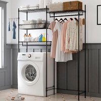 5-Tier Over Washer and Dryer Shelves Heavy Duty Laundry Room Storage Organization Space Saver Clothes Drying Rack Black
