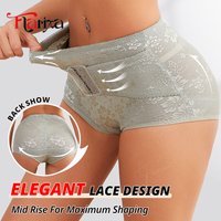 Flarixa Lace Waist Trainer Tummy Control Underwear Panties Women Lower Abdomen Body Shaper Briefs With Hooks Breathable Hip Lift