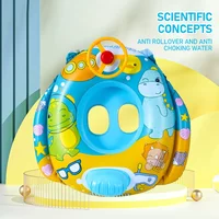 Cartoon Swimming Ring Baby Water Toy with Steering Wheel Summer Outdoor Inflatable Toys Floating Seat Beach Pool Water Play Toys