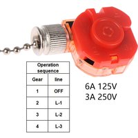 Ceiling Fan Switch Kit 3 Speed 4 Wire Pull Wire Switch With Rope For DIY Accessories
