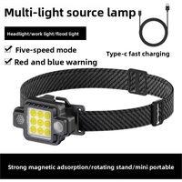 New COB High-Intensity Headlamp: USB-Rechargeable, Multi-Function with Magnetic Adsorption, Suitable for Night Fishing