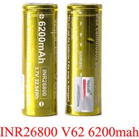 Vapcell V62 6200mah Battery INR26800 26800 Rechargable Batteries 3.7v 22.94Wh High Drain Battery For Strong light flashlight