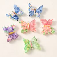 10pcs 27mm Colorful Resin Flower Butterfly Charms for Earring Bracelet Necklace Pendants Handmade DIY Jewelry Making Accessories