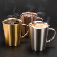 304 Stainless Steel Beer Cup Double-Layer Water Cup Home Dining Drinkware Mugs Gold Sliver Coffee Mugs With Handle 300ml