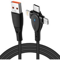 3 in 1 USB Charge Cable 6A 120W for Huawei/Honor Portable Micro USB TypeC Cable Charging Cable For iPhone 14 Samsung