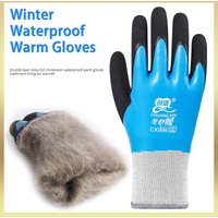 1Pair Winter Waterproof Work Safety Thermal Gloves Anti-Slip Grip Rubber Garden Gloves For Worker Builder Hands Protection