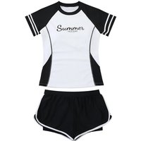 NEW Swimsuits for Girls Short Sleeve 2 Piece Swimming Suit Youth Girl Bikini Boyshort Children Swimwear Sports Teenagers Pool
