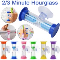 2/3 Minute Shower Timer Tooth Brushing Plastic Suction Cup Hourglass Sand Clock Colorful Desktop Ornament Creative Children Gift
