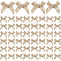 20-100Pcs Natural Jute Burlap Ribbon Bow Vintage Linen Bow for DIY Craft Party Wedding Christmas Decoration Handmade Accessories