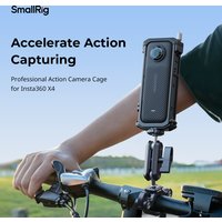 SmallRig Action Camera Cage for Insta360 X4, Aluminum Protective Case for Insta360 X4 with Silicone Lens Cover - 4278