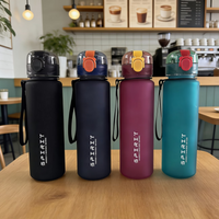 650Ml Aesthetic Frosted Sports Water Bottle Button Lid Direct Drinking Cup with Handle Portable Large Capacity Leak-Proof Cup