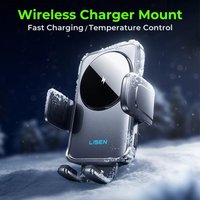 LISEN Upgraded Fast Cooling Wireless Charger Car Mount Auto Clamping Smart Sensor Electric Air Vent Holder for Car Dashboard