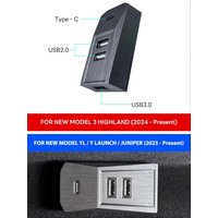 TESY Glovebox USB Hub For Tesla Model YL Y Juniper Launch Model 3 Highland Type-C Digital Splitter Data Transmission Station