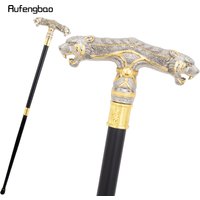 Golden White Double Head Leopard Walking Stick Decorative Stick Cospaly Vintage Party Fashionable Walking Cane Crosie 92cm