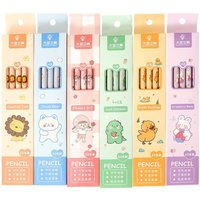 10Pcs Cartoon HB Pencil With Rubber Head Sketch Writing Drawing Pen School Office Stationery