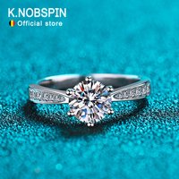KNOBSPIN D VVS1 Moissanite Rings for Woman Engagement Wedding Jewely with GRA 925 Sterling Sliver Plated White Gold Diamond Ring