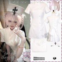Jirai Kei Girls Nanakusa Nazuna Cosplay Kawaii Goth Nurse Uniform CALL OF THE NIGHT Anime Costume Mini Dress Wigs Halloween 코스프레