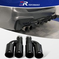 ER Universal Exhaust Pipe Dual Outlet Glossy Carbon Fiber Black Stainless Steel Muffler Tips for Car accessories Modify