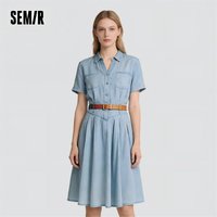 Semir Denim Dress Women Waist Defining Button Down 2025 Summer New Cooling Midi Dress Casual Chic