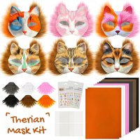 6/8/12/16 Sets Therian Mask Kit Paper Blank Masks Half Face Hand-painted Cat Mask DIY Masks For Masquerade Cosplay Party Gifts