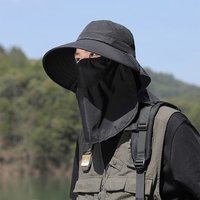Sunshade Hat Big Eave Hat Mask Fishing Hat Outdoor Work Climbing Hiking Caps Sun Protection Detachable Sun Hat Sports CapsHot