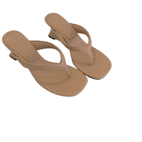 2026 New Summer Fashion Wedges Heels Women Slippers Square Clip Toe Sandals Flip Flops Party Female Shoes Zapatos Mujer 35-39