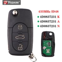 Flip Remote Car Key 433Mhz ID48 Chip For Audi A3 A4 A6 A8 B5 TT RS4 Allroad Quattro 1994-2004 4D0837231A 4D0837231K 4D0837231N
