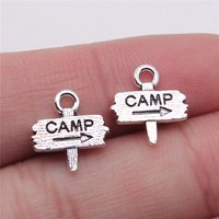 10pcs 12x13mm Antique Silver Color Camp Camping Signs Charms Handmade Jewelry Making Accessories