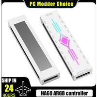 Computer Case ARGB+PWM 2 IN 1 Controler HUB 10X Outputs With IR. Remote, Controller Support M/B AURA SYNC, Black/White HA60