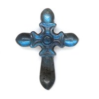 Natural Labradorite Carved Jesus Cross Stone Pendants For Women Necklace DIY Amethyst Crystal Obsidian Agate Pendant Man Jewelry
